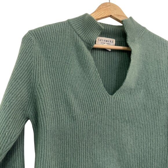 Vtg Cashmere Sutton Studio Womens Sage Green High Neck Long Sleeve Sweater S - Picture 2 of 6